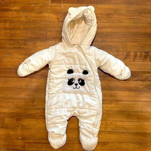 0-3 Month Soft Panda Pocket Infant Snow Suit Baby Bunting Fleece